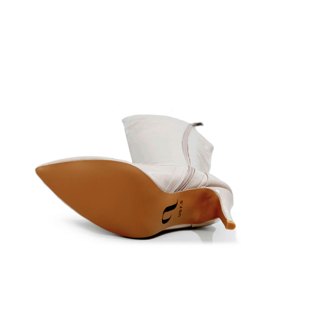 Courtneyy - Beige Vegan Patent - Street Sole - Thigh Variant Two