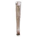 Courtneyy - Beige Vegan Patent - Street Sole - Thigh Variant Three