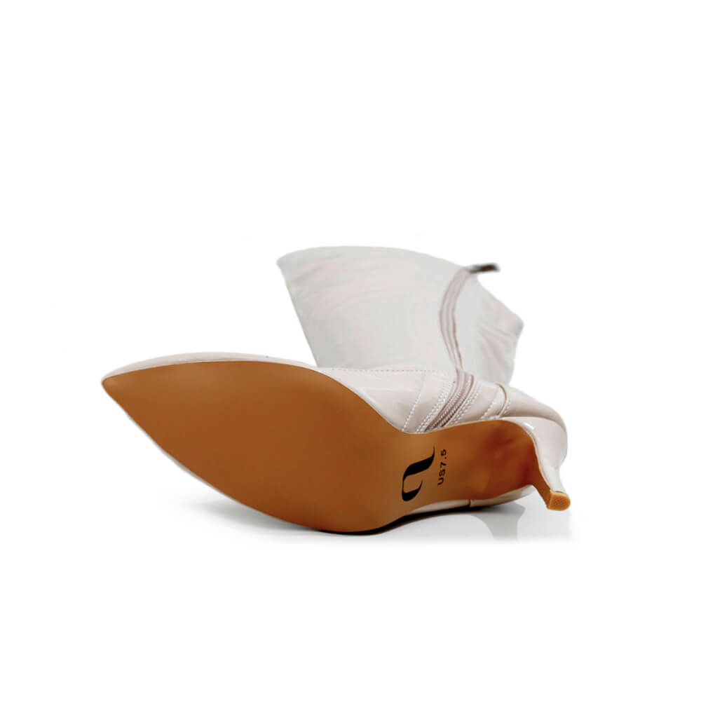 Courtneyy - Beige Vegan Patent - Street Sole - Thigh Variant Three