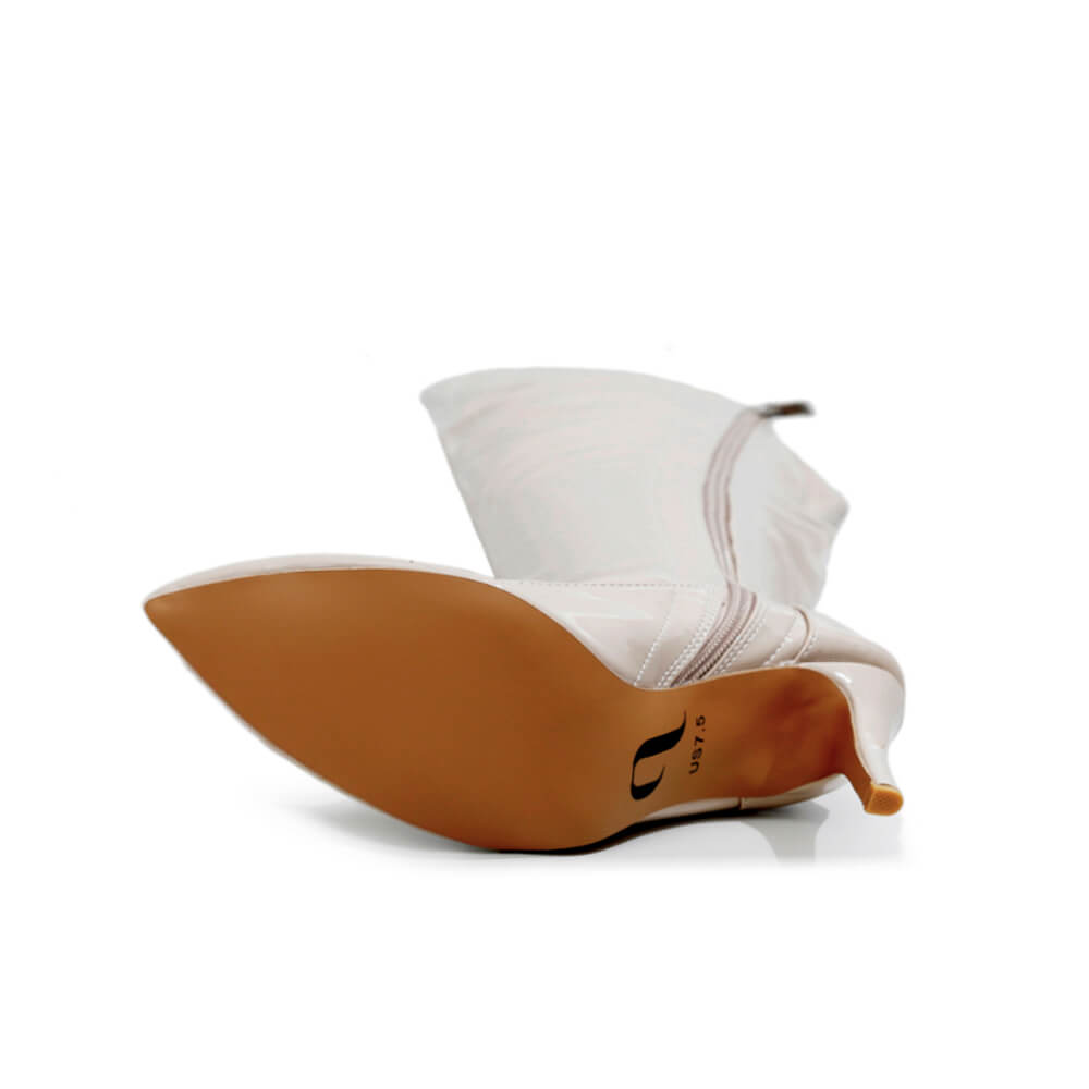 Courtneyy - Beige Vegan Patent - Street Sole - Thigh Variant Four