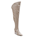 Courtneyy - Beige Vegan Patent - Street Sole - Thigh Variant Five