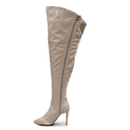 Courtneyy - Beige Vegan Patent - Street Sole - Thigh Variant Five
