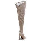 Courtneyy - Beige Vegan Patent - Street Sole - Thigh Variant Five