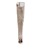 Courtneyy - Beige Vegan Patent - Street Sole - Thigh Variant Six