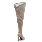 Courtneyy - Beige Vegan Patent - Street Sole - Thigh Variant Six