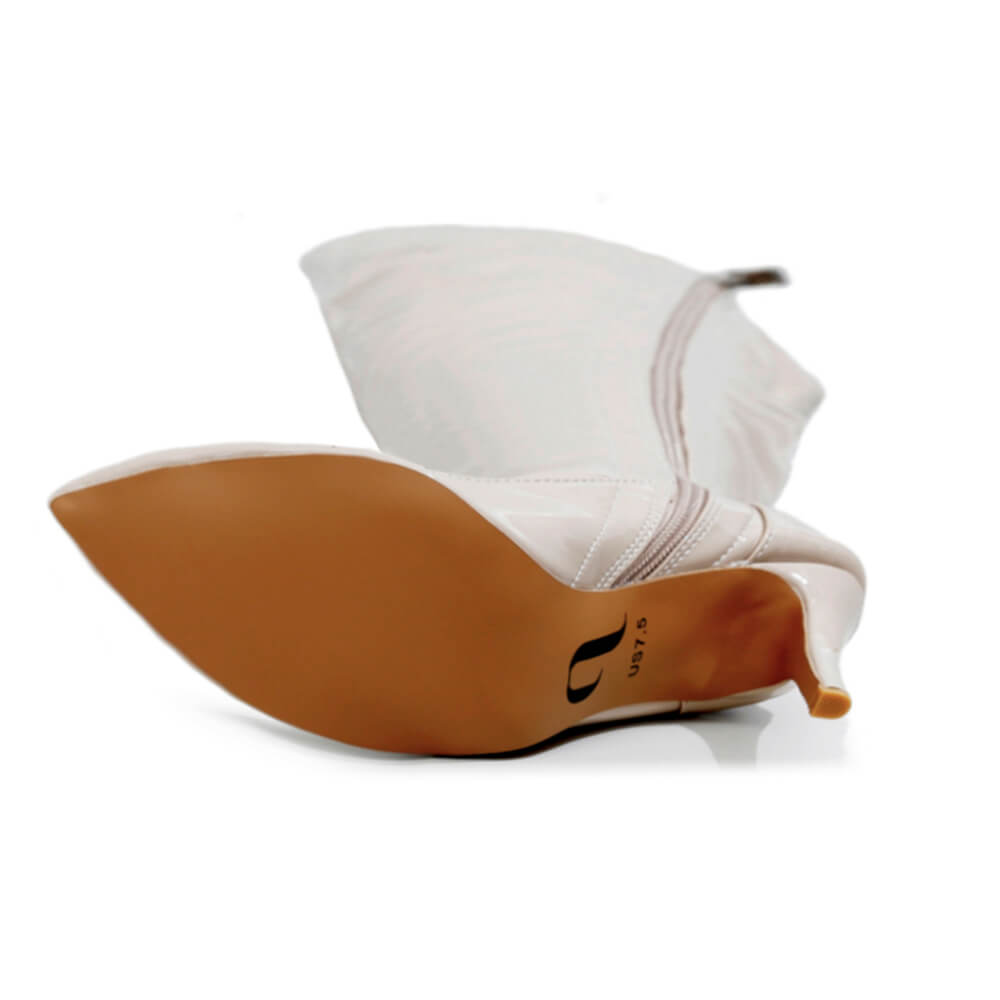 Courtneyy - Beige Vegan Patent - Street Sole - Thigh Variant Six