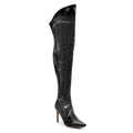 Courtneyy - Black Vegan Patent - Street Sole - Thigh Variant One