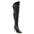 Courtneyy - Black Vegan Patent - Street Sole - Thigh Variant Two