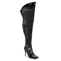 Courtneyy - Black Vegan Patent - Street Sole - Thigh Variant Three