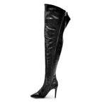 Courtneyy - Black Vegan Patent - Street Sole - Thigh Variant Three