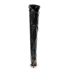 Courtneyy - Black Vegan Patent - Street Sole - Thigh Variant Three
