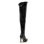 Courtneyy - Black Vegan Patent - Street Sole - Thigh Variant Three