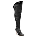 Courtneyy - Black Vegan Patent - Street Sole - Thigh Variant Four