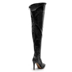 Courtneyy - Black Vegan Patent - Street Sole - Thigh Variant Four