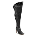 Courtneyy - Black Vegan Patent - Street Sole - Thigh Variant Five