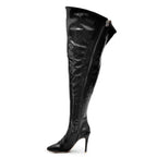 Courtneyy - Black Vegan Patent - Street Sole - Thigh Variant Five