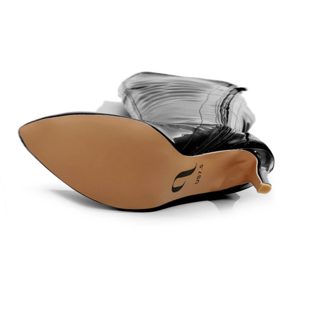 Courtneyy - Black Vegan Patent - Street Sole - Thigh Variant Five