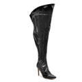 Courtneyy - Black Vegan Patent - Street Sole - Thigh Variant Six