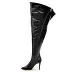 Courtneyy - Black Vegan Patent - Street Sole - Thigh Variant Six
