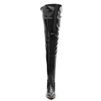 Courtneyy - Black Vegan Patent - Street Sole - Thigh Variant Six