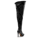 Courtneyy - Black Vegan Patent - Street Sole - Thigh Variant Six