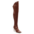Courtneyy - Brown Vegan Patent - Street Sole - Thigh Variant One