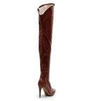 Courtneyy - Brown Vegan Patent - Street Sole - Thigh Variant One