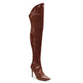 Courtneyy - Brown Vegan Patent - Street Sole - Thigh Variant Two