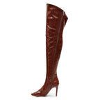 Courtneyy - Brown Vegan Patent - Street Sole - Thigh Variant Two