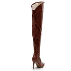 Courtneyy - Brown Vegan Patent - Street Sole - Thigh Variant Two