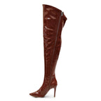 Courtneyy - Brown Vegan Patent - Street Sole - Thigh Variant Three