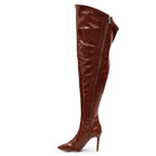 Courtneyy - Brown Vegan Patent - Street Sole - Thigh Variant Four