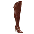 Courtneyy - Brown Vegan Patent - Street Sole - Thigh Variant Five