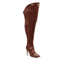 Courtneyy - Brown Vegan Patent - Street Sole - Thigh Variant Six
