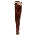 Courtneyy - Brown Vegan Patent - Street Sole - Thigh Variant Six