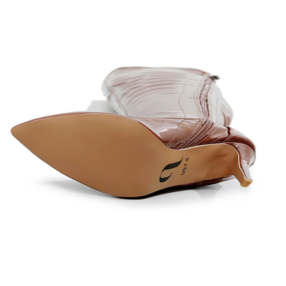 Courtneyy - Brown Vegan Patent - Street Sole - Thigh Variant Six
