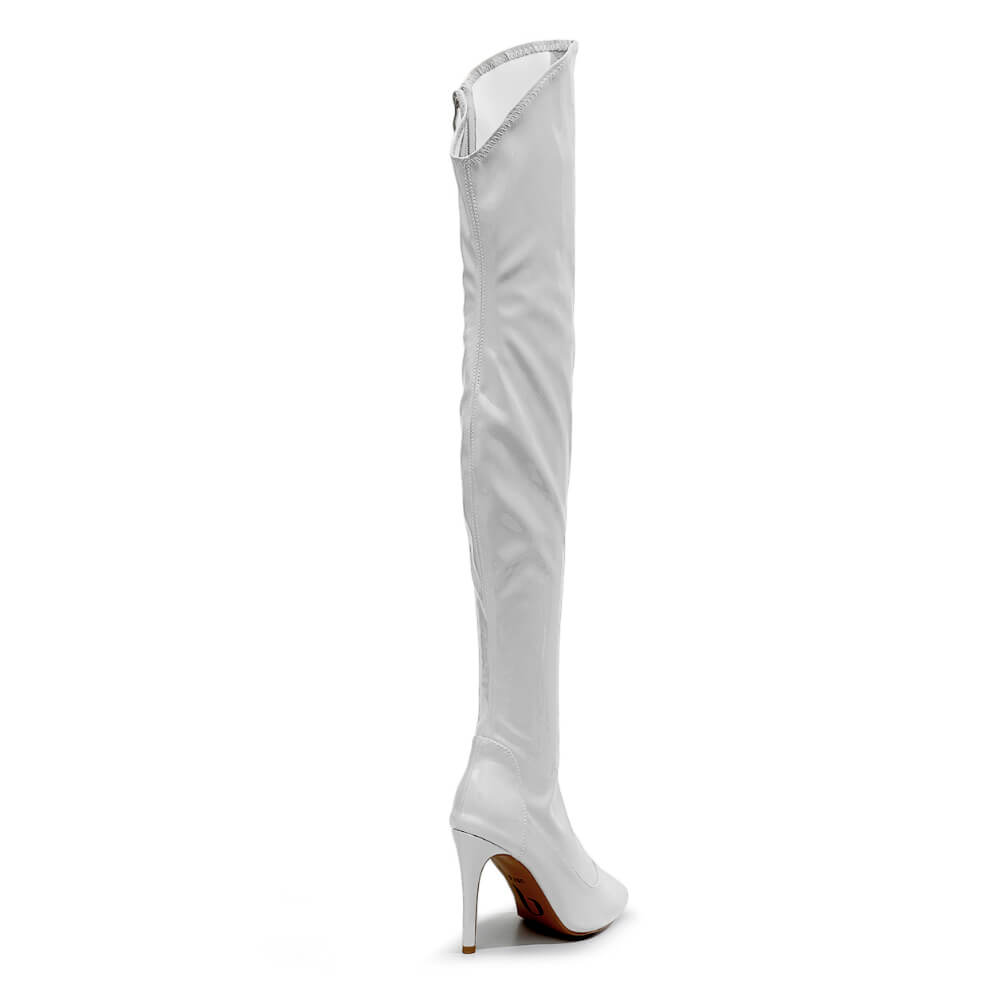 Courtneyy - White Wet Look - Street Sole - Thigh Variant Zero