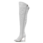 Courtneyy - White Wet Look - Street Sole - Thigh Variant Three