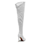 Courtneyy - White Wet Look - Street Sole - Thigh Variant Three