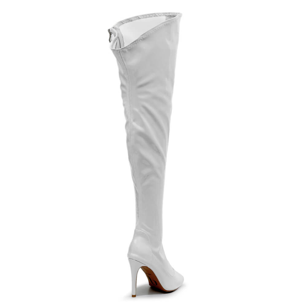 Courtneyy - White Wet Look - Street Sole - Thigh Variant Three