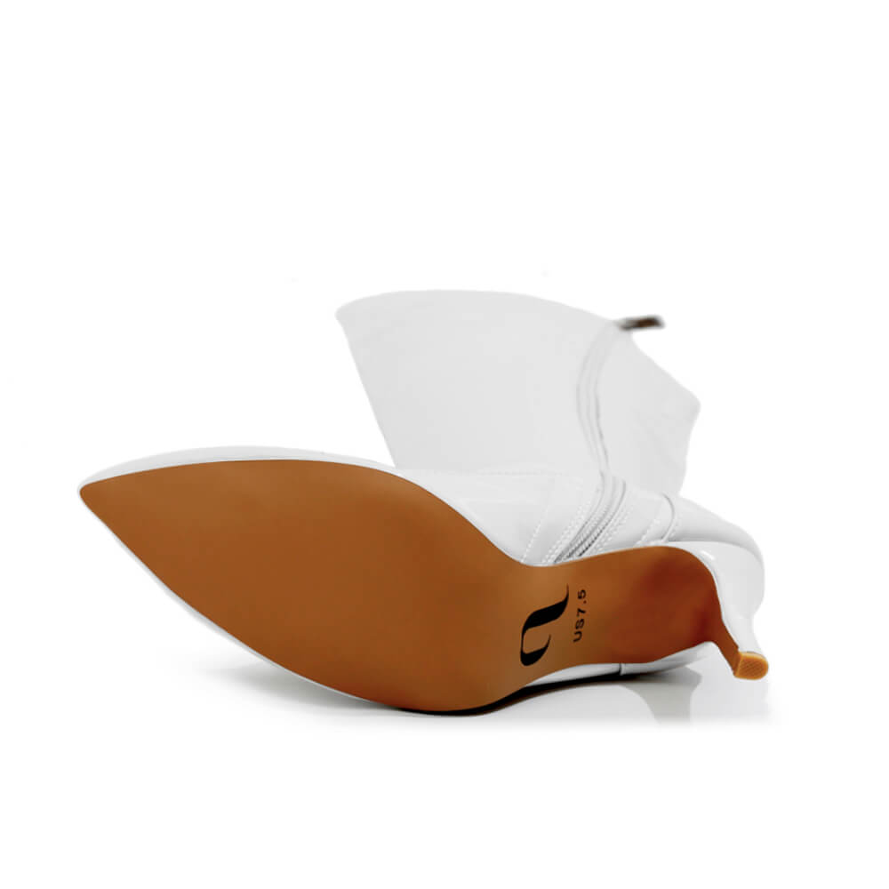 Courtneyy - White Wet Look - Street Sole - Thigh Variant Three