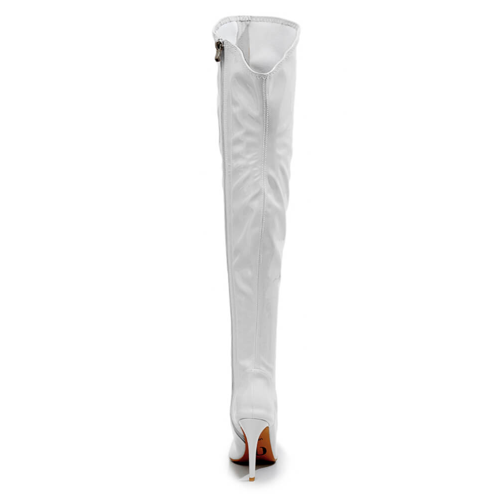 Courtneyy - White Wet Look - Street Sole - Thigh Variant Four