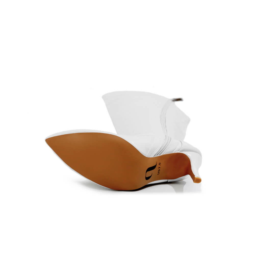 Courtneyy - White Wet Look - Street Sole - Thigh Variant Four