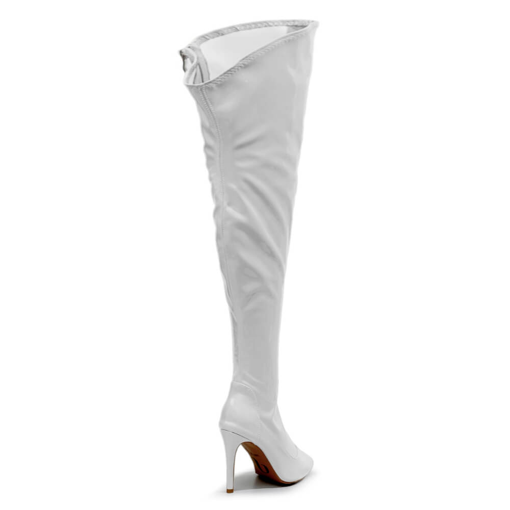 Courtneyy - White Wet Look - Street Sole - Thigh Variant Five