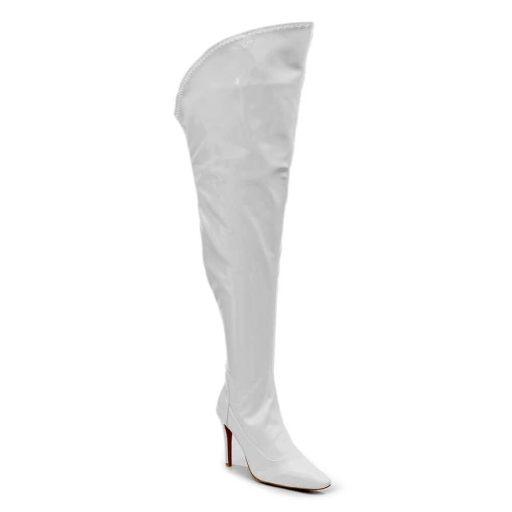 Courtneyy - White Wet Look - Street Sole - Thigh Variant Six