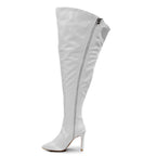 Courtneyy - White Wet Look - Street Sole - Thigh Variant Six