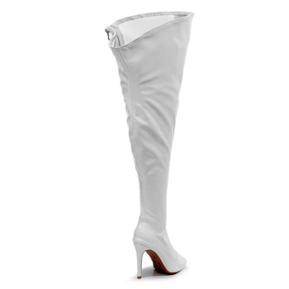 Courtneyy - White Wet Look - Street Sole - Thigh Variant Six