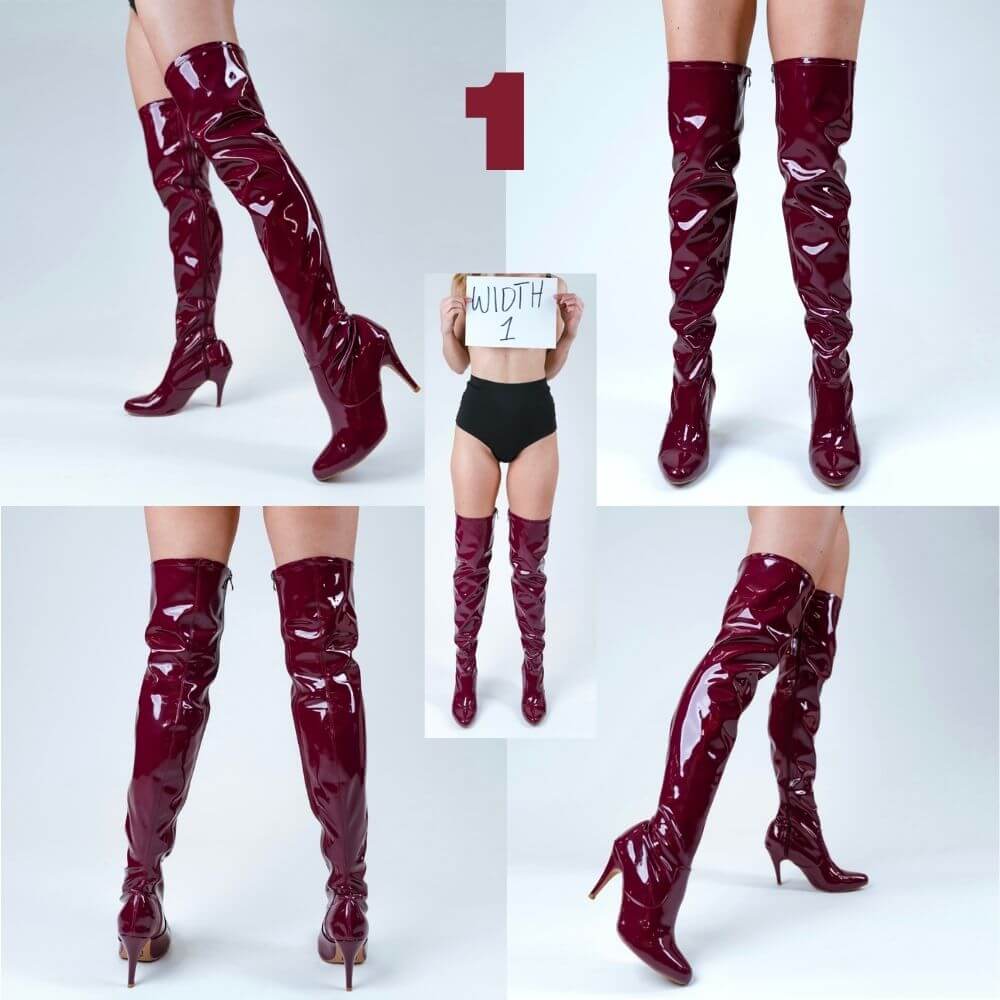 Devilla Size Inclusive - White Vegan Patent - Street Sole - Thigh Variant One