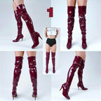 Devilla Size Inclusive - Pink Vegan Patent - Street Sole - Thigh Variant One