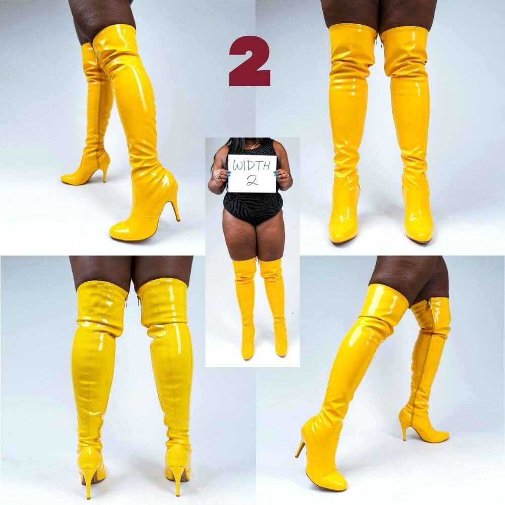 Devilla Size Inclusive - Pink Vegan Patent - Street Sole - Thigh Variant Two